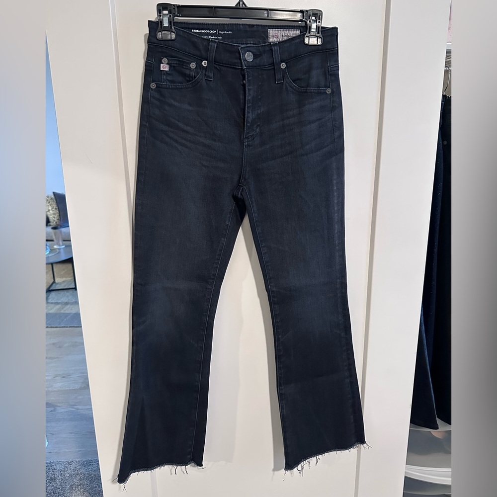 AG Farrah High Rise Crop Bootcut Jeans (Gray)
